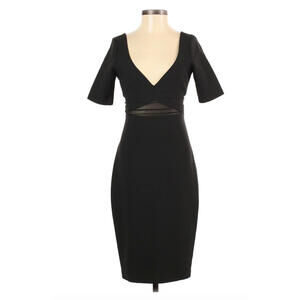 Elizabeth and James Dress Black Short Sleeve V-Neck Sheath Mesh Women's Size 0